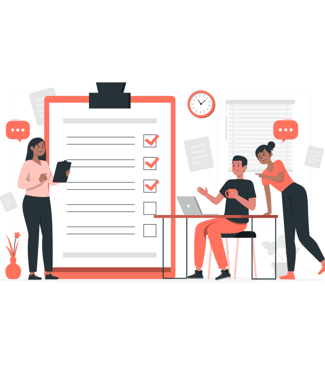 team checking off a list